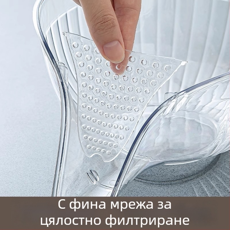 Кухненска кошница за миене на зеленчуци с вграден дренаж, мултифункционално сито за ориз