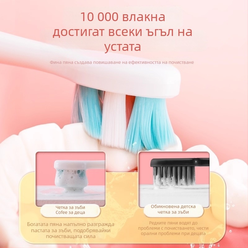 Kefu детска ултрафинна четка за зъби за деца 0-12 години, с рисунка на малък динозавър, с дебела дръжка, ръчна, с меки четина