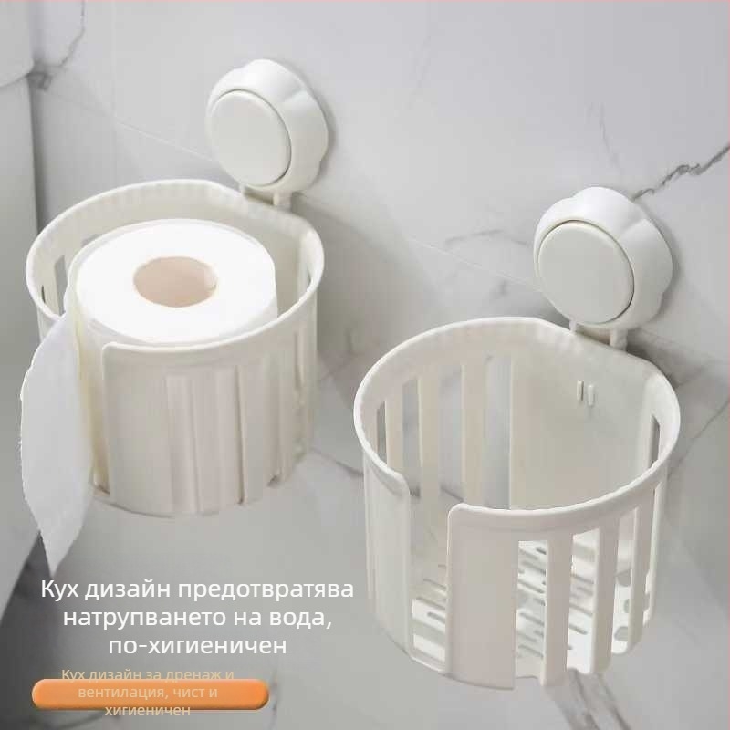 Държател за тоалетна хартия с вакуумна чашка, стенен монтаж без пробиване, диспенсър за баня