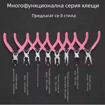 Осемчастен комплект бижутерски клещи за ръчна изработка — клещи с игловиден нос, клещи с кръгъл нос и диагонален нос