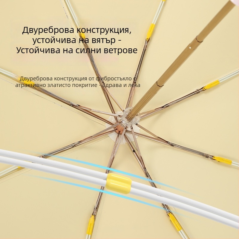 Карикатурен детски чадър с автоматично отваряне, безопасни заоблени ръбове, защита от пробиви, UV защита, устойчив на вятър