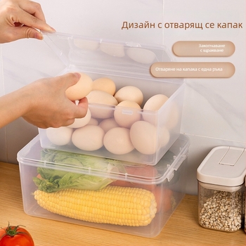 Кутия за яйца за страничния панел на хладилника с капак, организатор за храна в стил чекмедже