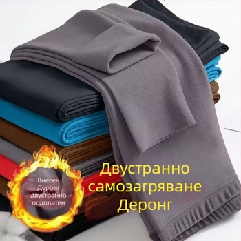 Мъжки термални клинове с средна талия, двустранно подплатени с флийс, тънък силует, базов слой