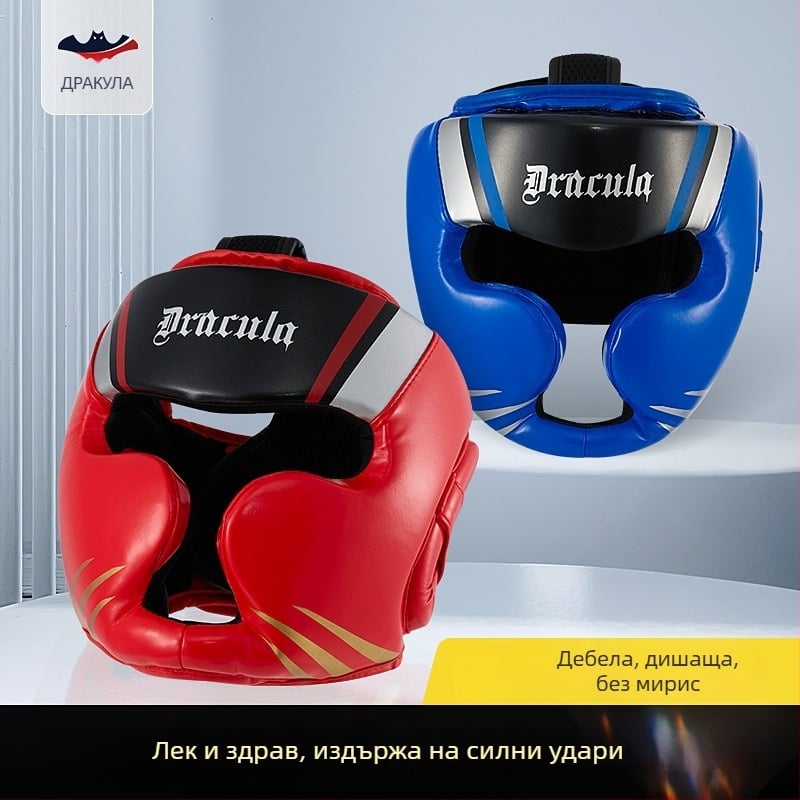 MUAYTHAIDRACULA боксов шлем за глава PU материал, вертикален стил, за възрастни Muay Thai тренировки