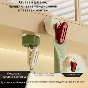 Въртящ се клип за съхранение с вакуумна вендуза – за баня и кухня; държи кърпи, бележки и разписки на хладилника; без пробиване.