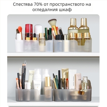 Комбиниран огледален шкаф за гардероб с козметика, кутия за съхранение и организатор за червила и четки