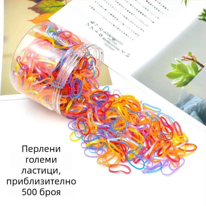 Детски еднократни гумени ластици за коса – малки ластички в кутия, нежни към косата, сладък стил