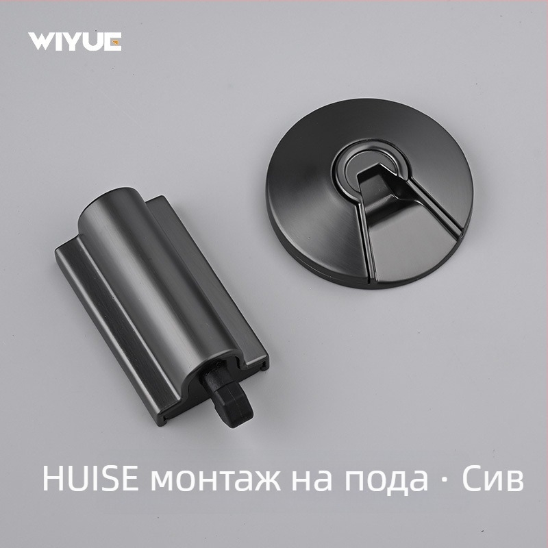 Подово монтиран спирач за врати, удароустойчив и тих, за врати на спалня и баня, цинкова сплав, електроплакиран, модерен минималистичен дизайн