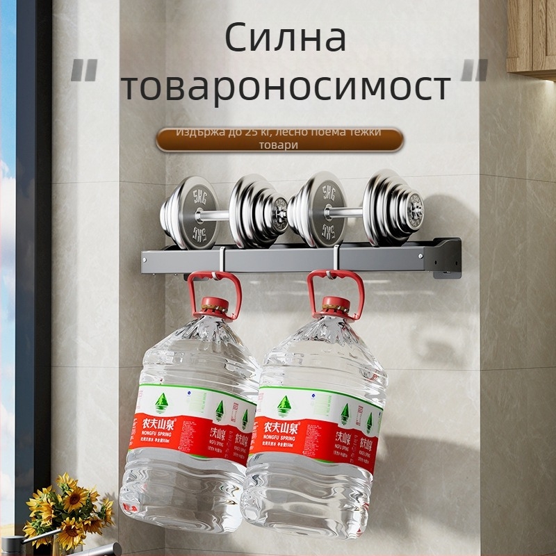 Кухненски рафт за подправки без пробиване, стенна многофункционална етажерка за съхранение с дренаж за кухня и баня