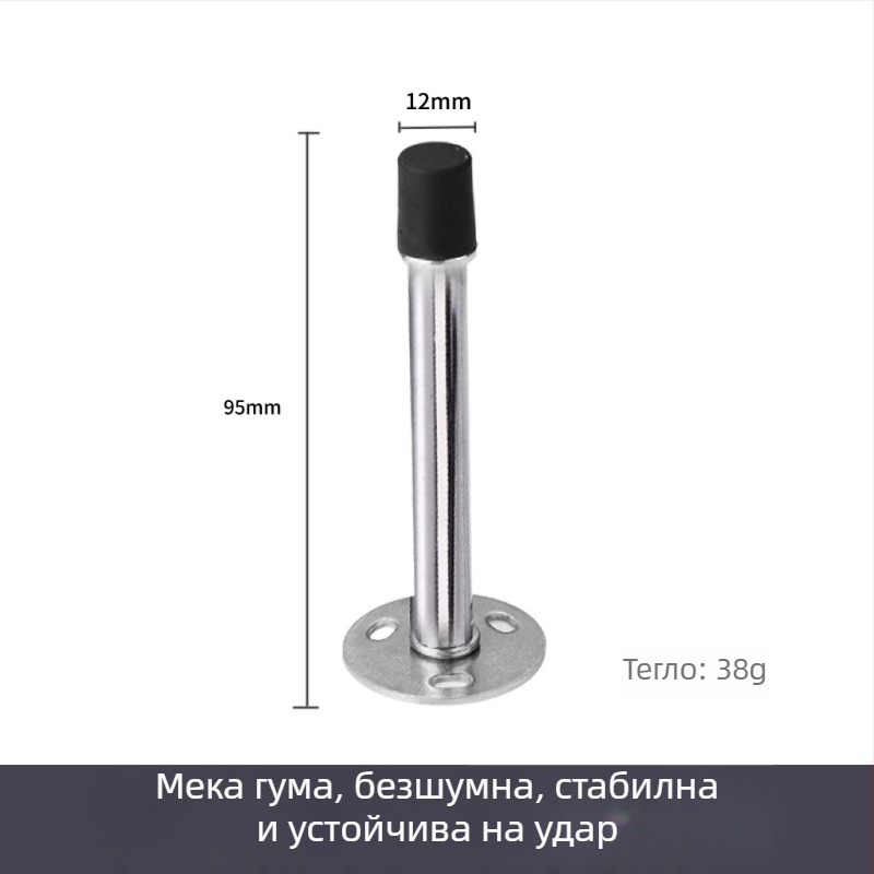 Премахващ се горен стопер за врата от неръждаема стомана, гумен буфер за баня, тих стопер за стъклена врата, стенен монтаж