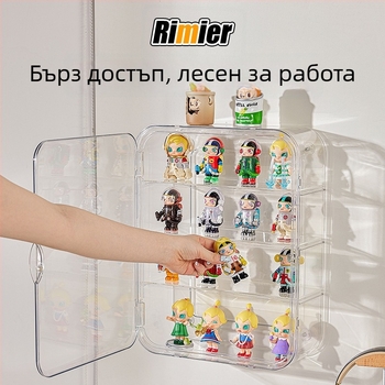 Стенно монтирана прозрачна акрилна витрина за фигури и LEGO, прахозащитна кутия, капацитет 18 л