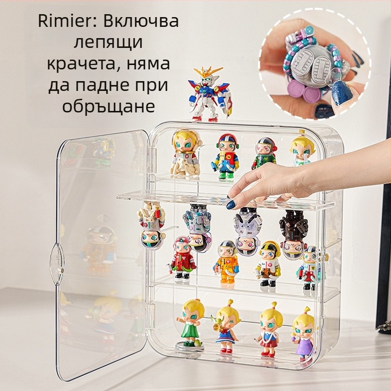 Стенно монтирана прозрачна акрилна витрина за фигури и LEGO, прахозащитна кутия, капацитет 18 л