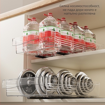 Подвижна кухненска чекмеджева кутия за подправки и закуски с водач, за дълбок шкаф, 5 л капацитет