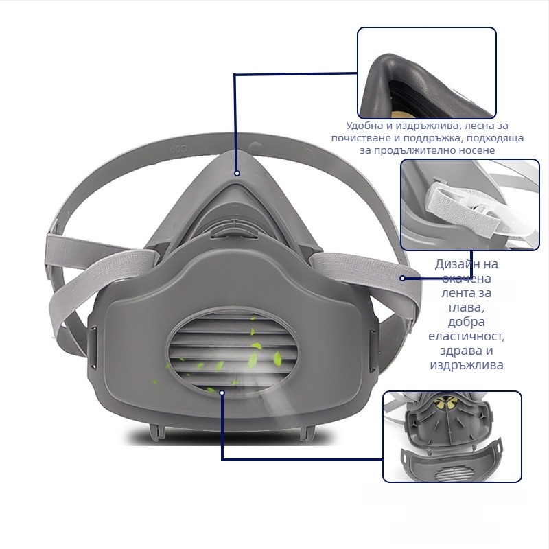 Power Shield 3200 Прахозащитна полумаска за въгледобив, индустриален прах, шлайфане и ремонт, защита от дим