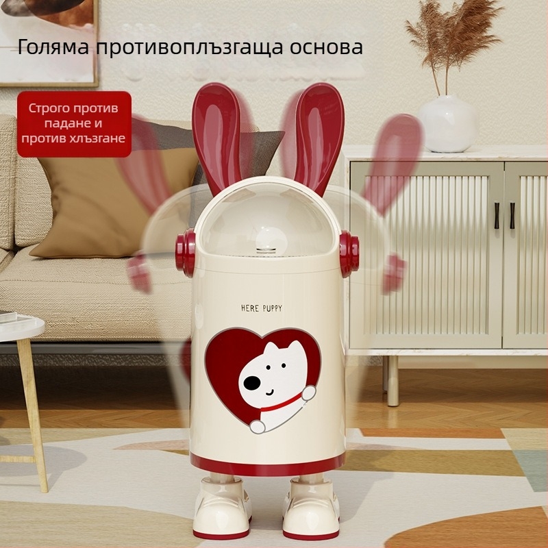Кошче за отпадъци с ушички на заек, за дома, 12 л, с капак и уплътнение, симпатичен и стилен, модел 2025