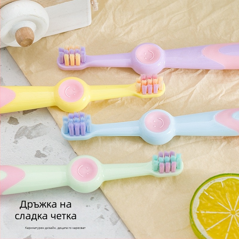 Beiyano детска четка за зъби с меки косми, за деца 3-12 години, сладък карикатурен дизайн, нехлъзгаща се дръжка