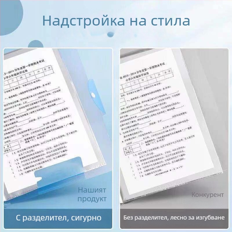 A3 размер папка за изпитни листове с прозрачно отделения, многослойни джобове за документи за ученици