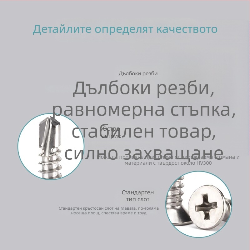 Винтове от неръждаема стомана 410, самонарезни винтове с плоска глава и кръстовиден шлиц за монтаж на врати и прозорци