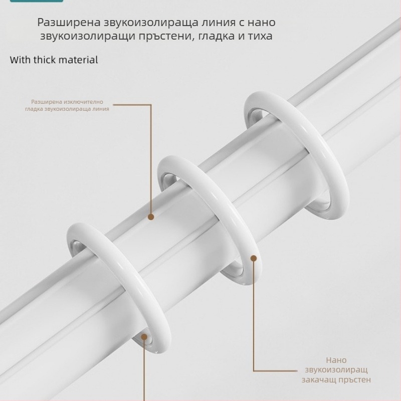 Пълен комплект удебелени аксесоари за плъзгащи релси, двойна пръчка за римски завеси, монтажни скоби за единична пръчка и куки за релсови завеси