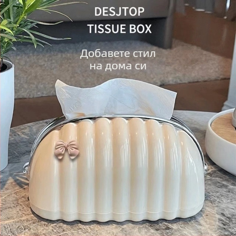 Модерна кутия за салфетки за дневната стая, висок клас луксозен стил, настолна кутия за салфетки, многофункционално PP хранилище