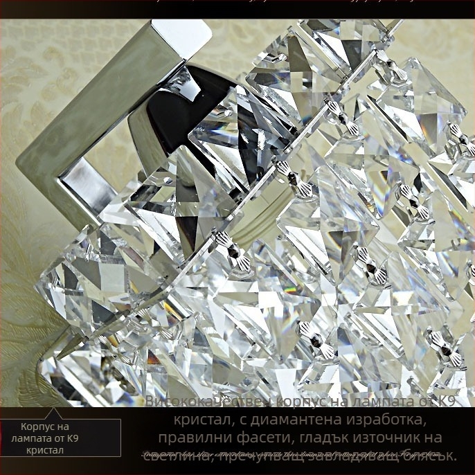 Нощна кристална стенна лампа, с една глава, творческа минималистична модерна, златен огледален дизайн, за спалня пред огледало, хол и коридор
