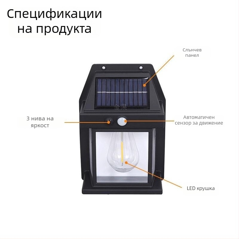 Соларни градински стенни светлини с датчик за движение, IP65 водоустойчиви, дълготрайно атмосферно осветление за външни пространства