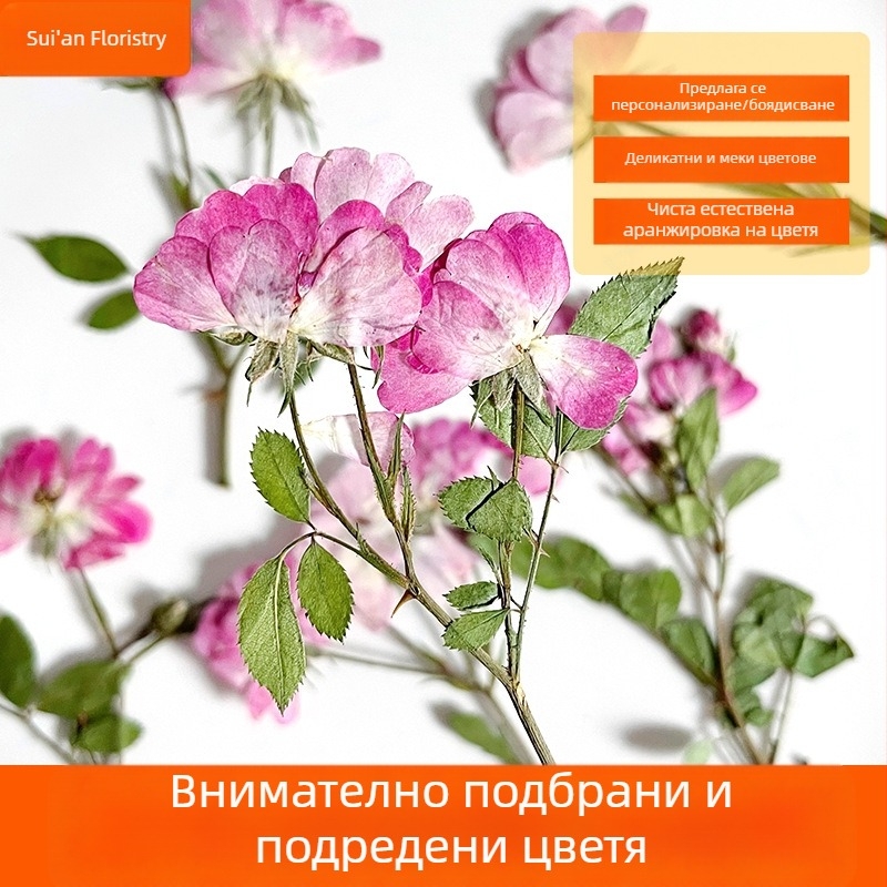 Розови и лилави рози с клонки - пресовани цветя за DIY проекти с епоксидна смола: настолна лампа, свещ и рамка за снимки, материали от сушени цветя