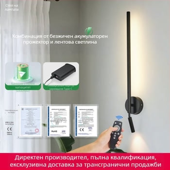 2026 нов модел безжична RGB LED стенна лампа, атмосферно осветление за фоновата стена на дневната и лампа за нощното шкафче в спалнята
