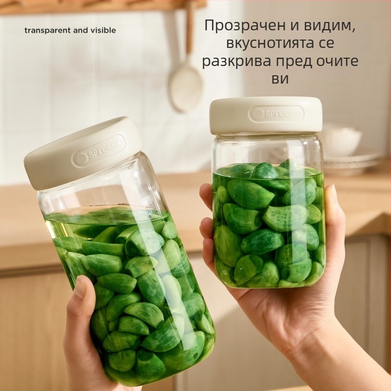 Стъклен буркан за консервиране от боросиликатно стъкло, хранително качество, за домашно кисели зеленчуци, малък празен буркан