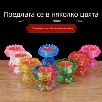 Стъклен разноцветен държач за маслена лампа за дома, подложка за Буда, лотосов свещник