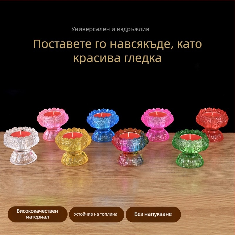Стъклен разноцветен държач за маслена лампа за дома, подложка за Буда, лотосов свещник