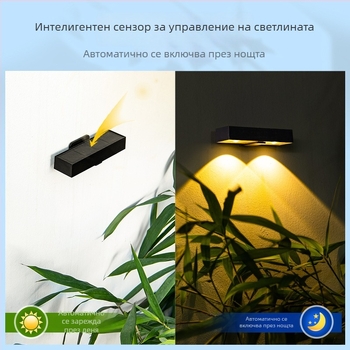 Соларна LED стенна лампа за външно ползване с индуктивен сензор; декоративно стенно осветление за двор и градина
