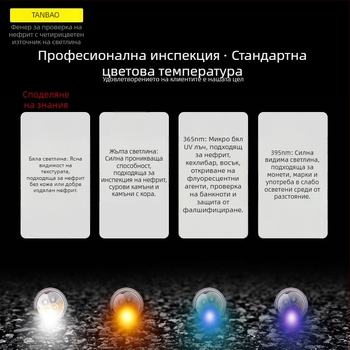 LED фенер за идентификация на нефрит и янтар; ярко осветление, малък диаметър на лъча, за суров нефрит, бижута и янтар
