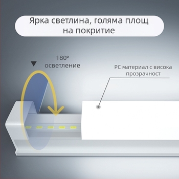 Интегрирана LED лампа тръба, T5 ултраярък дневна светлина, дълга лента T8, домашен пълен комплект с енергоефективен държач, 1,2 м