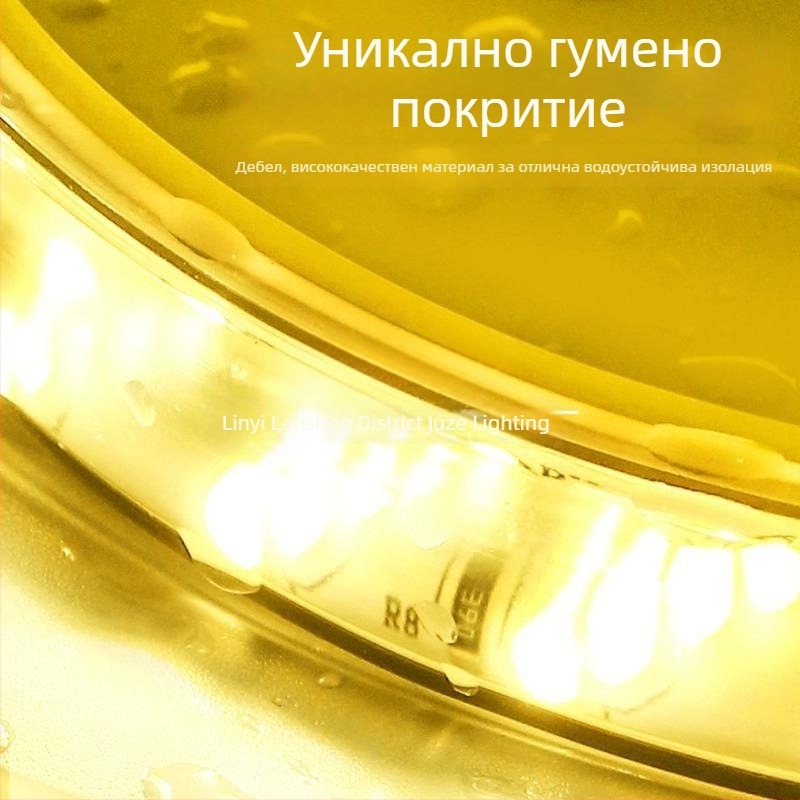 LED гъвкава светлинна лента, 220V, водоустойчива, топла бяла светлина, за таван и външна декорация