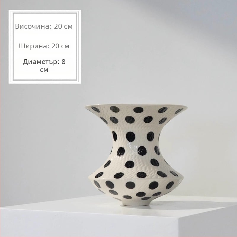 Ретро керамична ваза с точки за дневна и маса за хранене, подходяща за хидропоника и сушени цветя