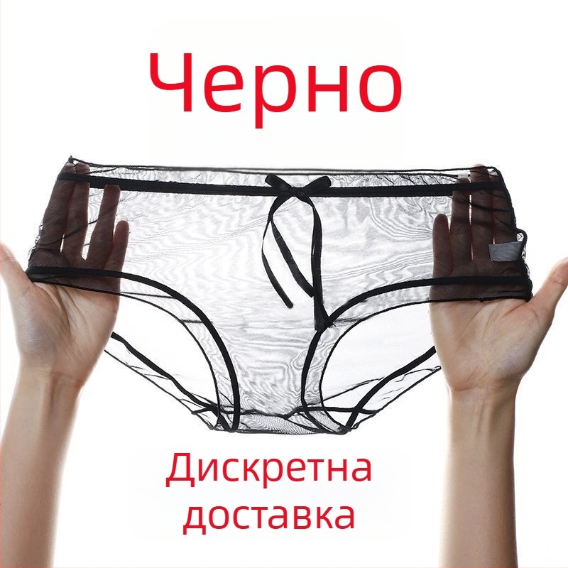 Прозрачни дамски бикини от мрежа 1/3, летни проветриви и тънки, средна талия