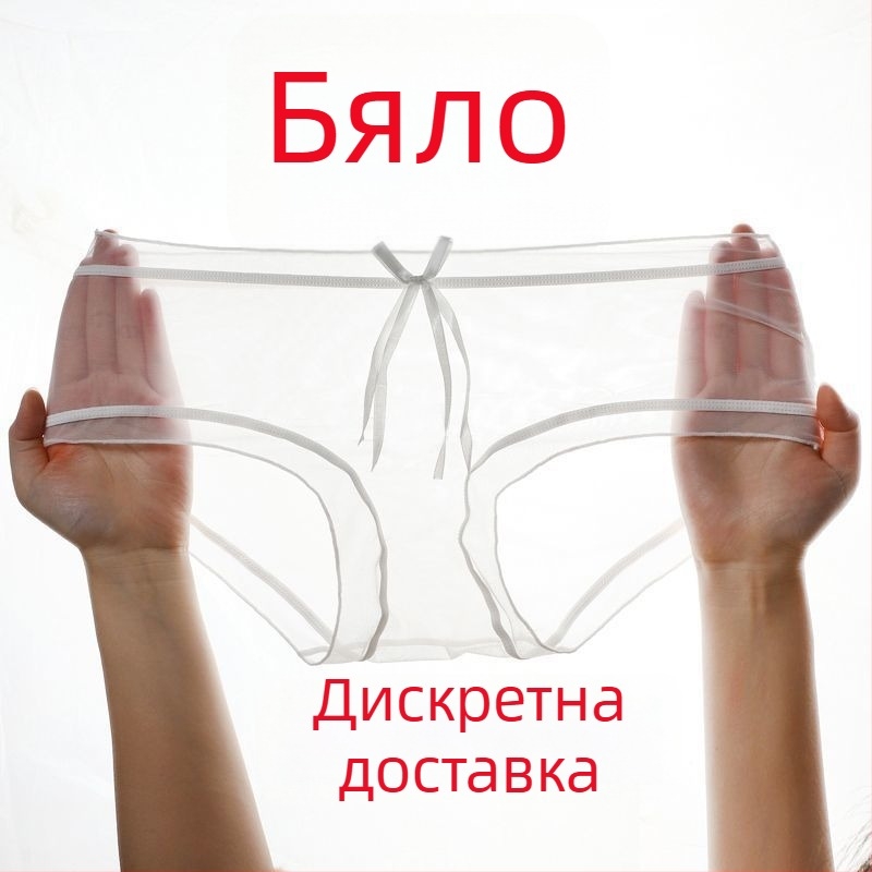 Прозрачни дамски бикини от мрежа 1/3, летни проветриви и тънки, средна талия