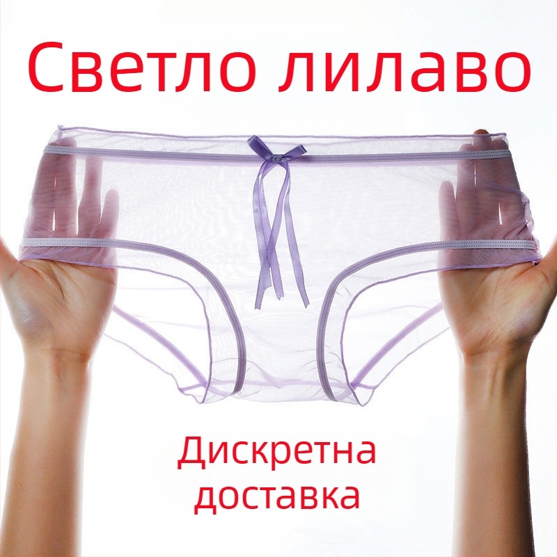 Прозрачни дамски бикини от мрежа 1/3, летни проветриви и тънки, средна талия
