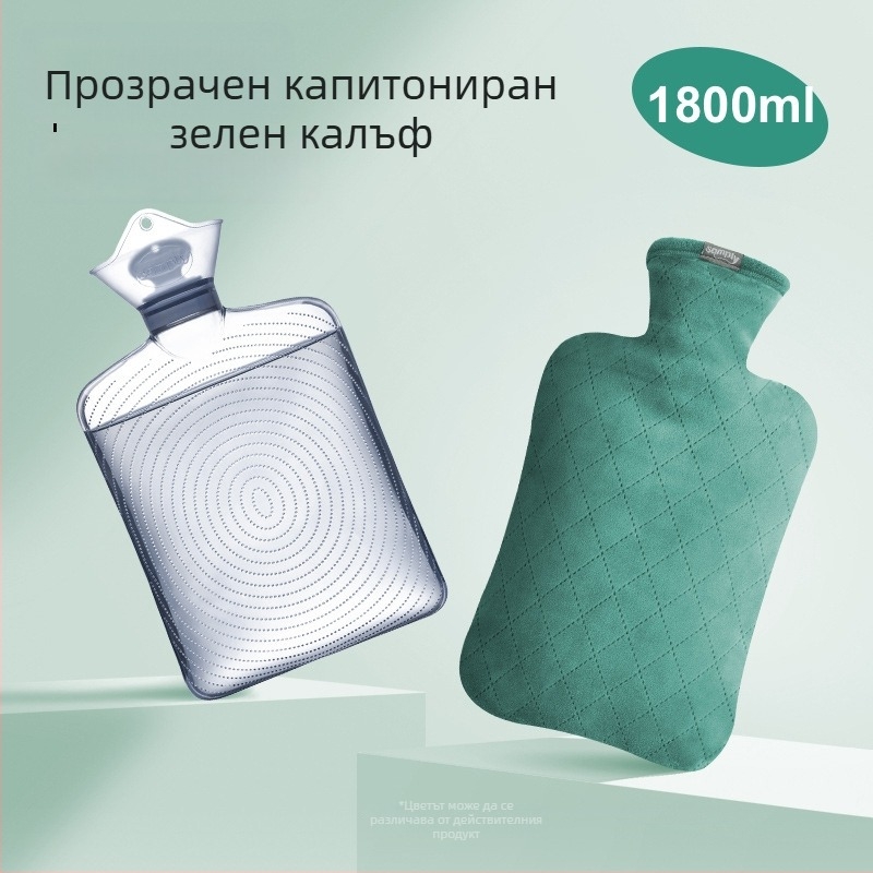 Прозрачна голяма бутилка за гореща вода, попълваща вода, за топли компреси, затопляне на корема и затопляне на ръцете, удебелена и взривоустойчива