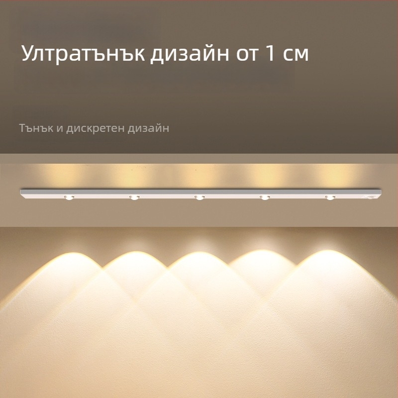 Лампа с котешко око, сензор за движение, безжична за дома, LED лента за антре, шкаф и гардероб