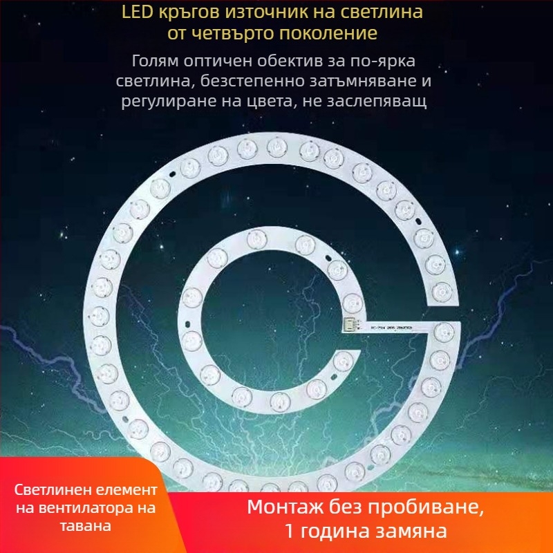 LED лента за тавански вентилатор с дистанционно управление и триецветно димерно осветление
