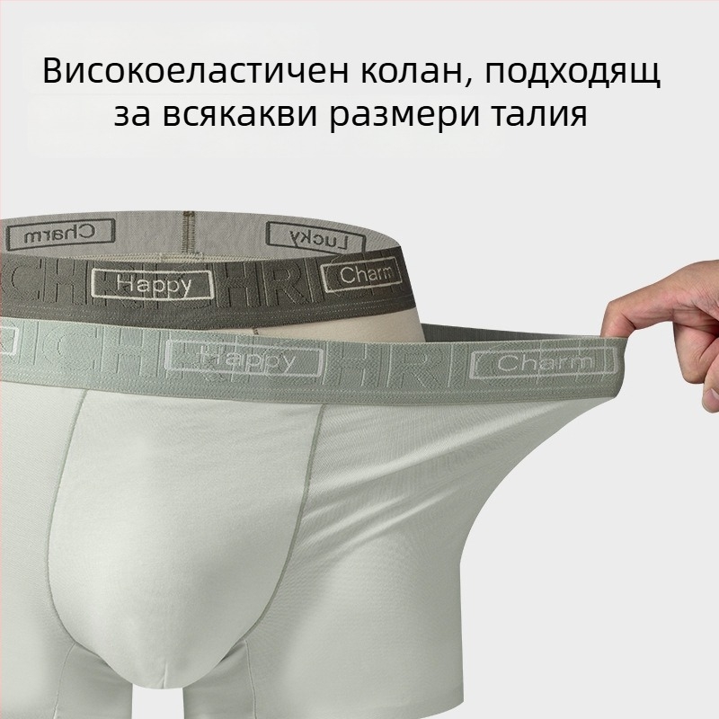 Мъжки боксерки от модал и памук, дишащи, антибактериални, с 100% памучна чатала, средна талия