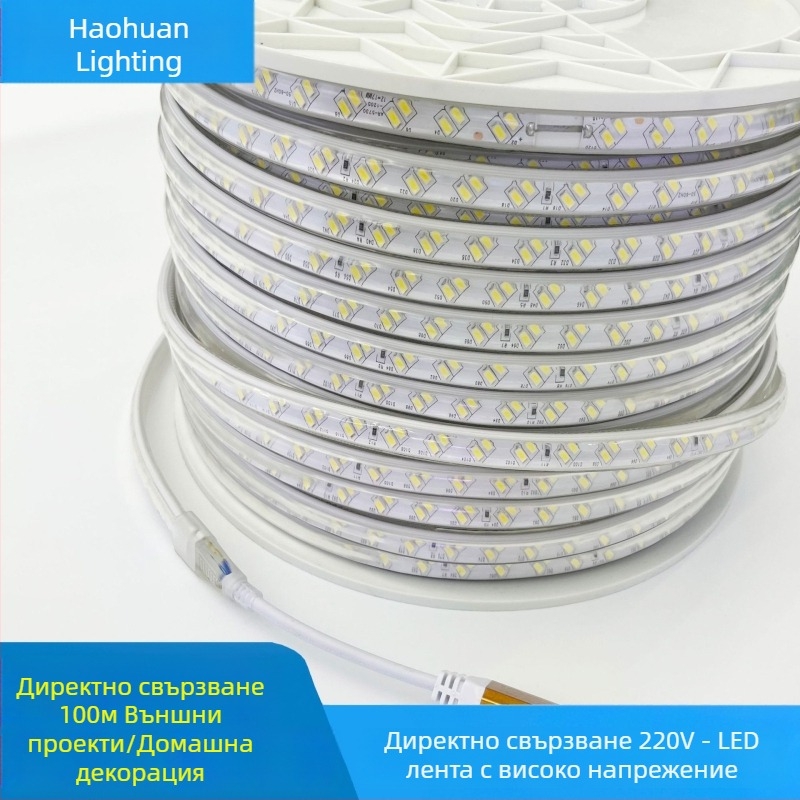 LED двойна редица светлинна лента, 220V, водоустойчива, RGB смяна на цветовете, таванно декоративно осветление за дневната