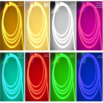 LED кръгла лента за осветление, 12V ниско напрежение, водоустойчива за външна употреба, 360° осветяване, гъвкава, неоново рекламно осветление