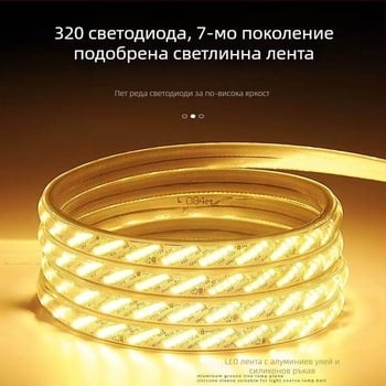 220V външна водоустойчива светодиодна лента с пет реда, 320 светодиода, 16W, 120° ъгъл на лъча, Philips LED чипове