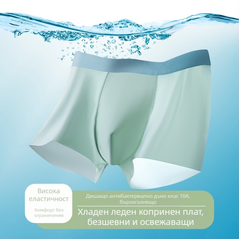 Мъжки боксерки от Ice Silk, плюс размер, дишащи, антибактериални, бързосъхнещи, с памучна вложка в чатала