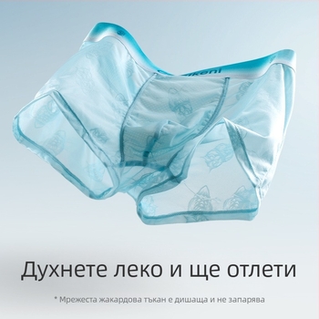 Ice Silk мъжки боксерки, бързосъхнещи, ултра тънки и дишащи, жакардов мрежест модел с животински принт