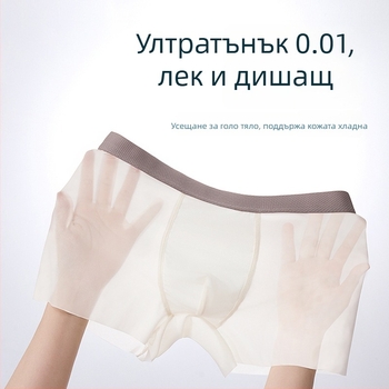 Мъжки боксерки от ice silk, ултра тънки, бързосъхнещи, дишащи, безшевни, голям размер, едноцветни