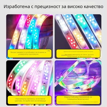 Шестцветна външна LED лента с воден ефект за рекламно знаме, водоустойчива, празнично осветление